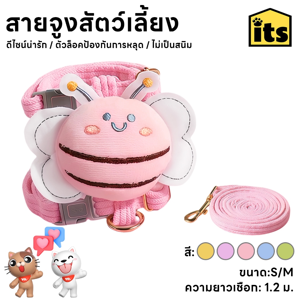 its pet :สายจูงสัตว์เลี้ยง แมว หมา สุนัข เชือกรัดสัตว์เลี้ยง สายรัด น่ารัก คุณภาพดี มีหลายขนาดให้เลือก