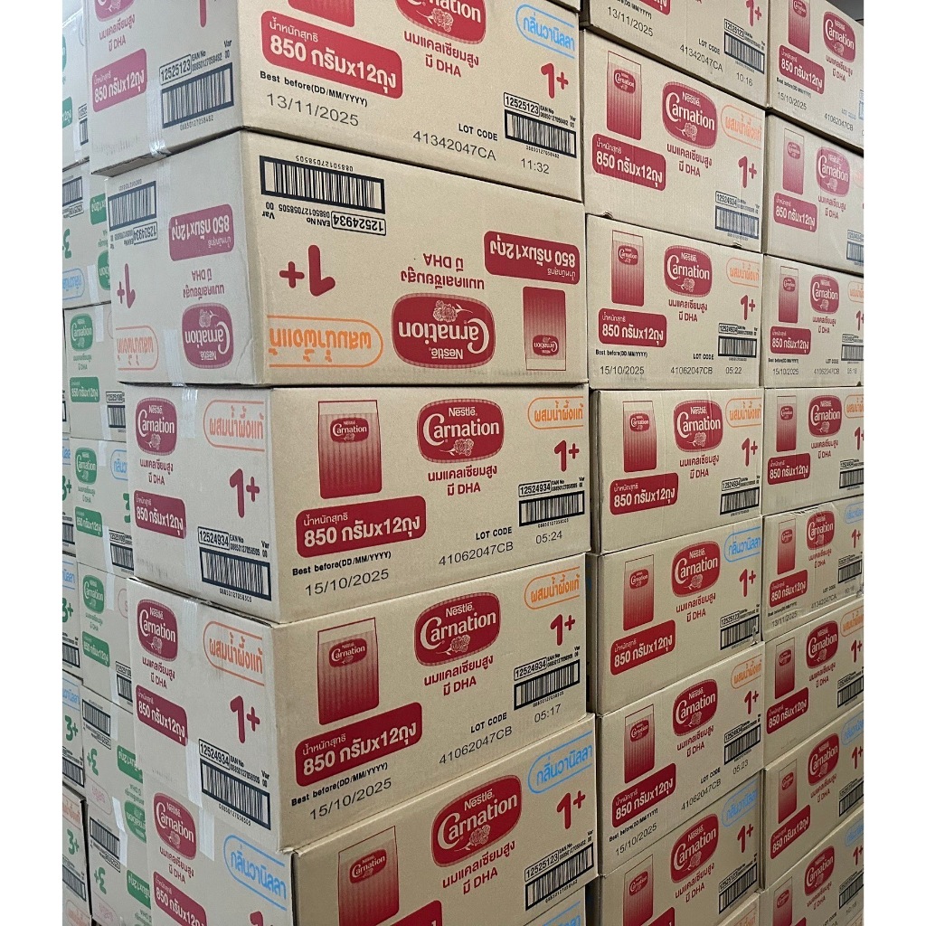 [ ยกลัง 12ถุง/ 6 ถุง]นมผงคาร์เนชั่น 850g/1400g 1+/3+ จืด,วนิลา,น้ำผึ้ง carnation คาเนชั่น