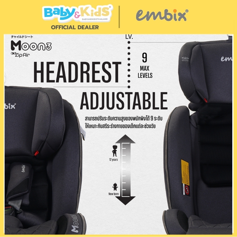 🎈 หมุนได้ 360°แรกเกิด ถึง 12 ปี🎈Embix คาร์ซีทเด็กแรกเกิด รุ่น Moon3 Zip air คาร์ซีท ติดตั้งระบบ Isofix รูปที่ 6
