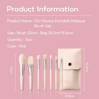 Oni Portable Makeup Brush Set เซตแปรงแต่งหน้า 7 ชิ้น พร้อมถุง แปรงแต่งหน้าขนนุ่ม แปรงแต่ง