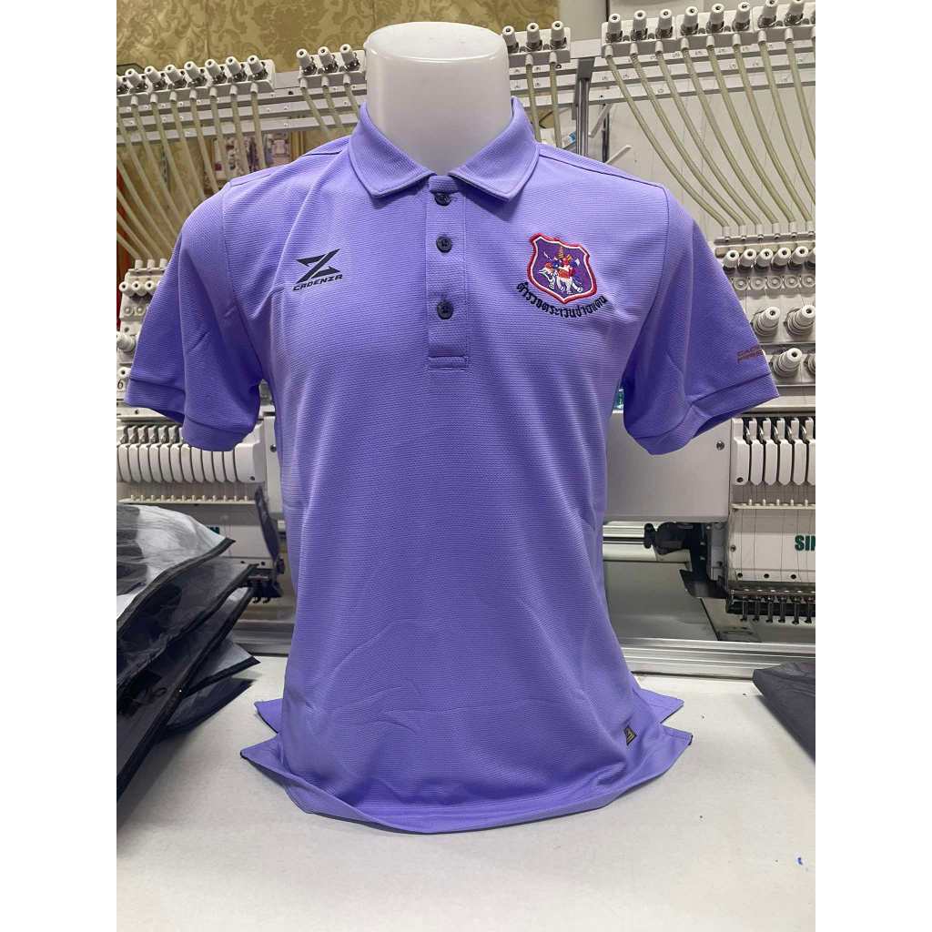 เสื้อคอปกสีม่วง ปักตราตำรวจตระะเวนชายแดน ใส่ได้ทั้งชายและหญิง