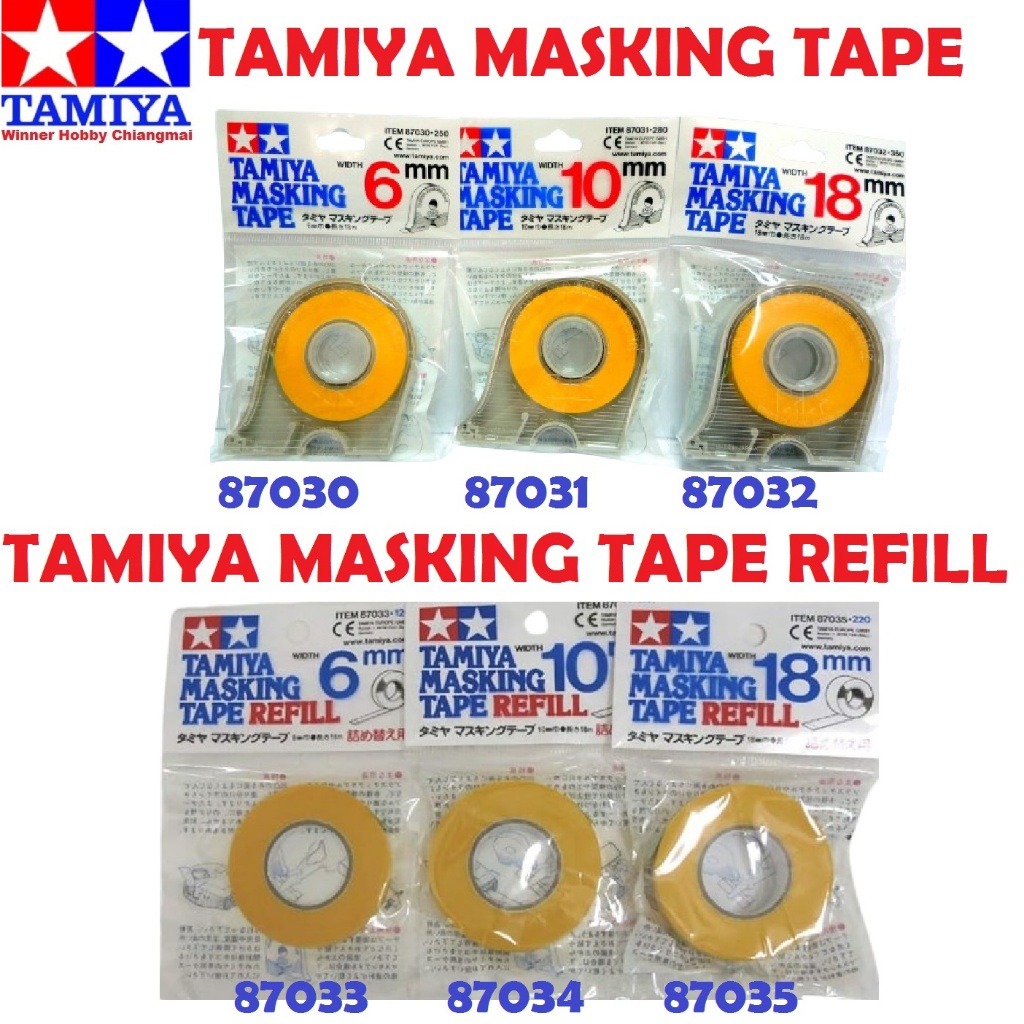 Tamiya Masking Tape 87030, 87031, 87032 refill tape 87033, 87034, 87035 (6mm,10mm,18mm) for plastic model Gunpla กันดั้ม