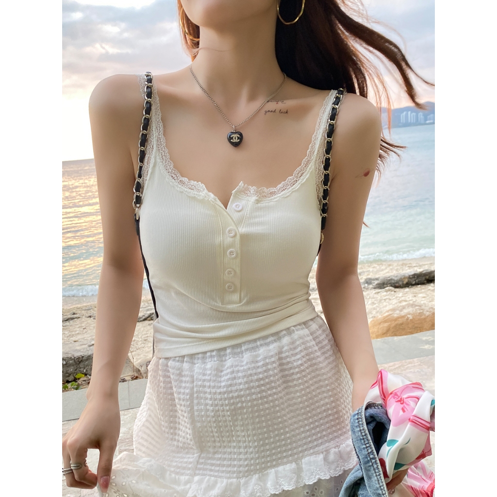 23306 เสื้อสายเดี่ยวมีบราในตัว ไม่ต้องใส่เสื้อใน ผ้านิ่มๆใส่สบาย Built-in Bra camisole