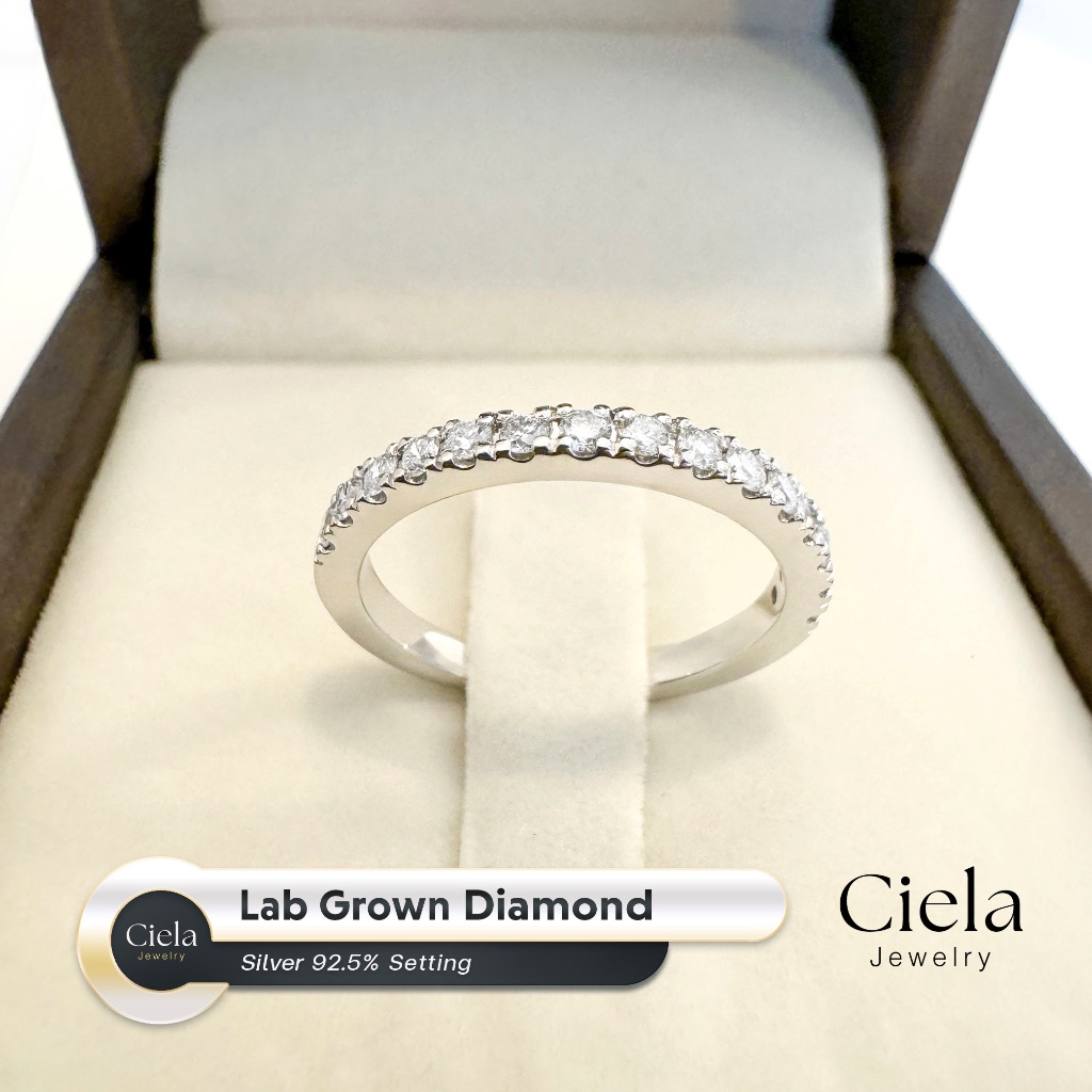 แหวนเพชรแถว (Diamond Band) Lab Grown น้ำ100 เม็ดละ 0.02 CT รวม 0.30 CT l เงินแท้ 92.5% Ciela Jewelry