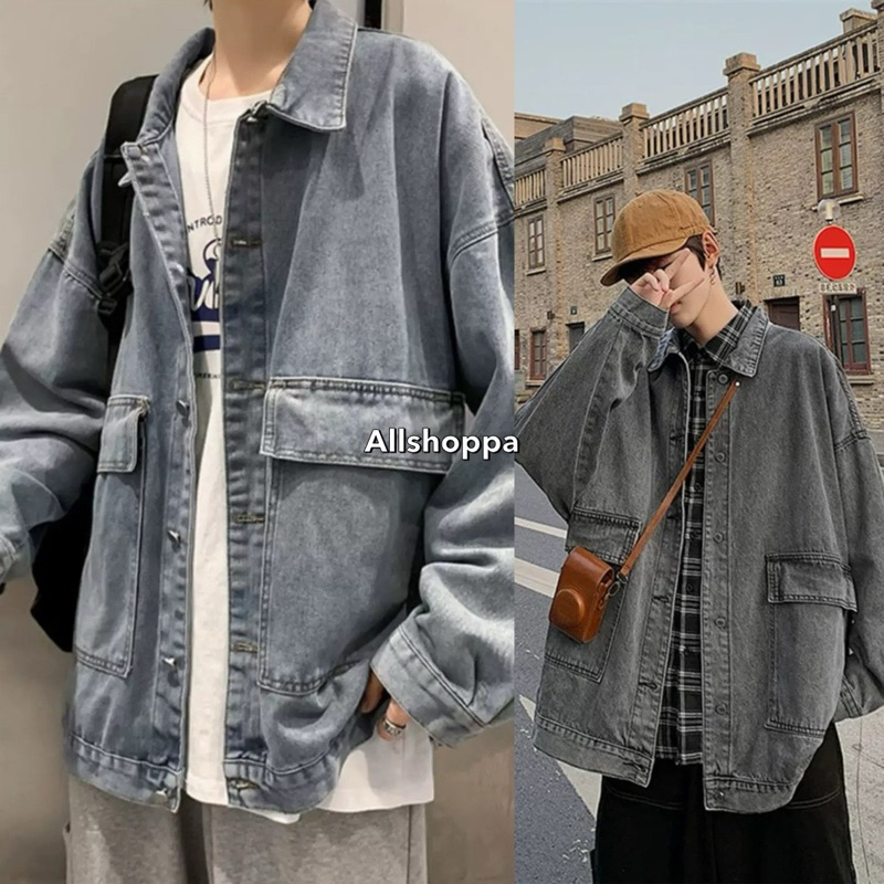 Allshoppa | (มี2สี) Jacket Jeans เสื้อคลุมยีนส์ผู้ชาย สไตล์เกาหลี