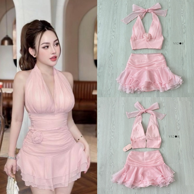 เซตสีชมพูสไตล์เวียดนาม พร้อมส่งVG021