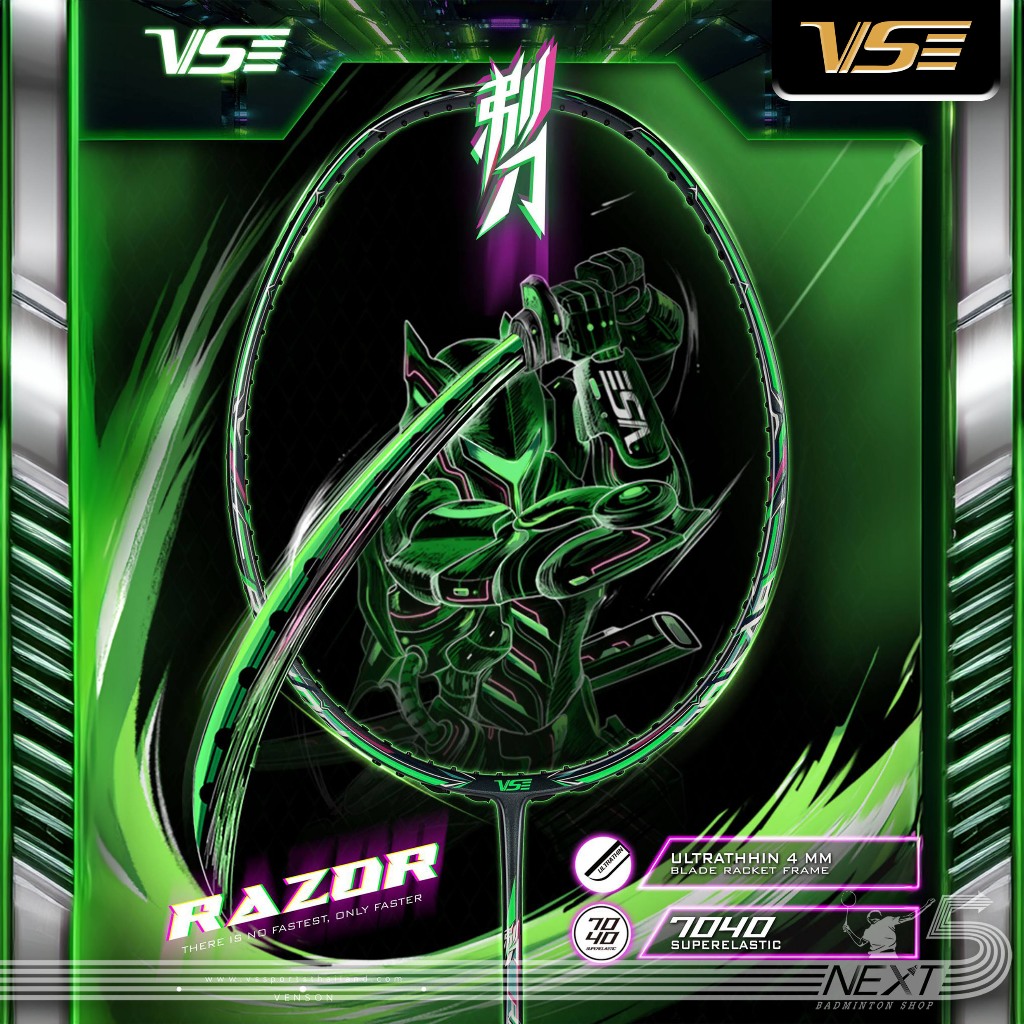 VS ไม้แบดมินตัน รุ่น RAZOR GREEN แถม เอ็น กริป ซอง