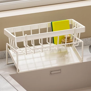 Kitchen Racks ชั้นวางเศษผ้า ตะกร้าสเตนเลส304 ระบายน้ำ พร้อมก้านแขวน ถอดออกได้ สําหรับอ่างล้างจาน