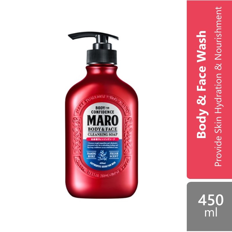 Maro Body & face Cleansing Soap 450ml. สบู่ 2in1 ชำระผิวกายและล้างหน้า กลิ่น Herb Citrus ขจัดความมัน