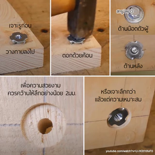 ทีนัท T Nut พุกเกลียวฝังไม้ 10ตัว ใช้สกรูเกลียวมิล น้อตตัวเมียฝัง งานไม้ สกรูน๊อคดาวน์ ประกอบโต๊ะตู้ ขันน๊อตฝังเนื้อไม้