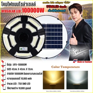 ไฟโซล่าเซลล์ สว่างยันเช้า UFO 100,000w 9ช่องไฟ 750LED UFO Square Light พลังงานแสงอาทิตย์100%