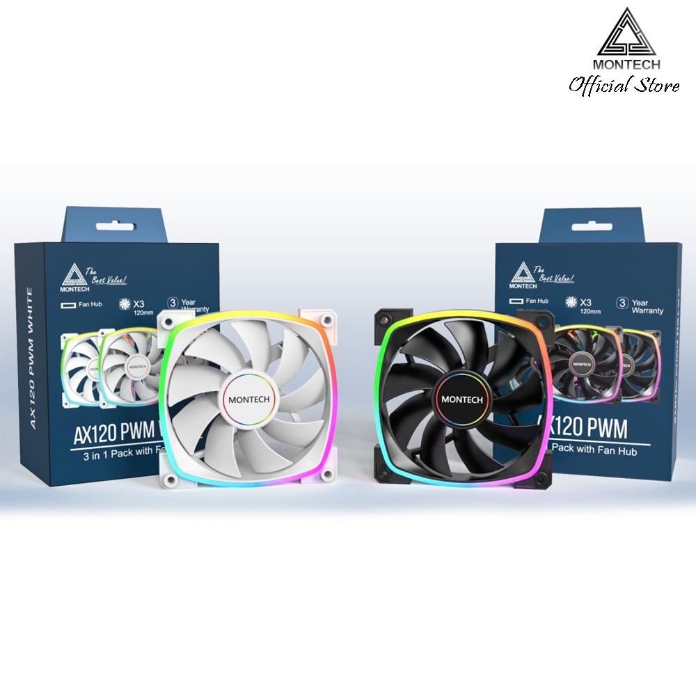 MONTECH AX120 PWM FAN X 3 BLACK / WHITE