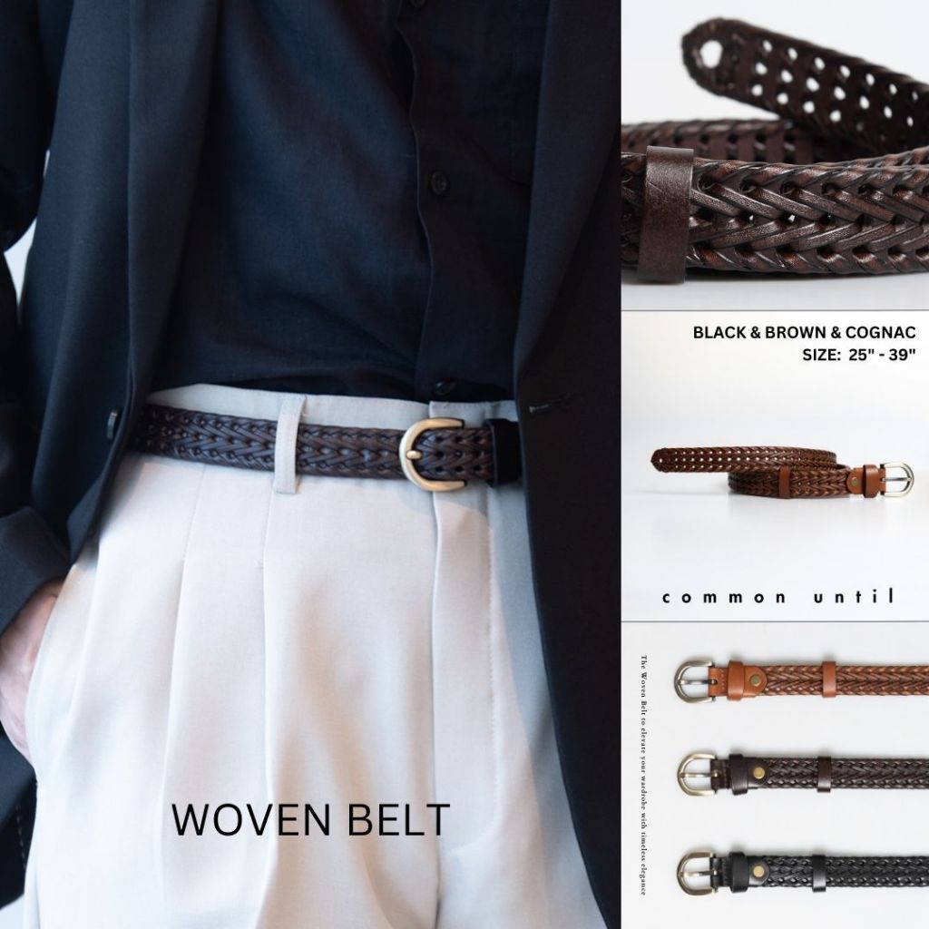 CU เข็มขัดหนังถัก WOVEN BELT [3สี] ผู้ชาย /ผู้หญิง สไตล์ คลาสสิก