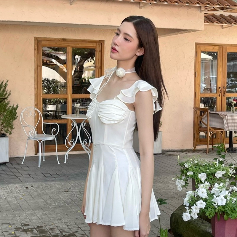 Rene_club - Juliette mini dress (Ivory) เดรสชีฟองพลิ้ว
