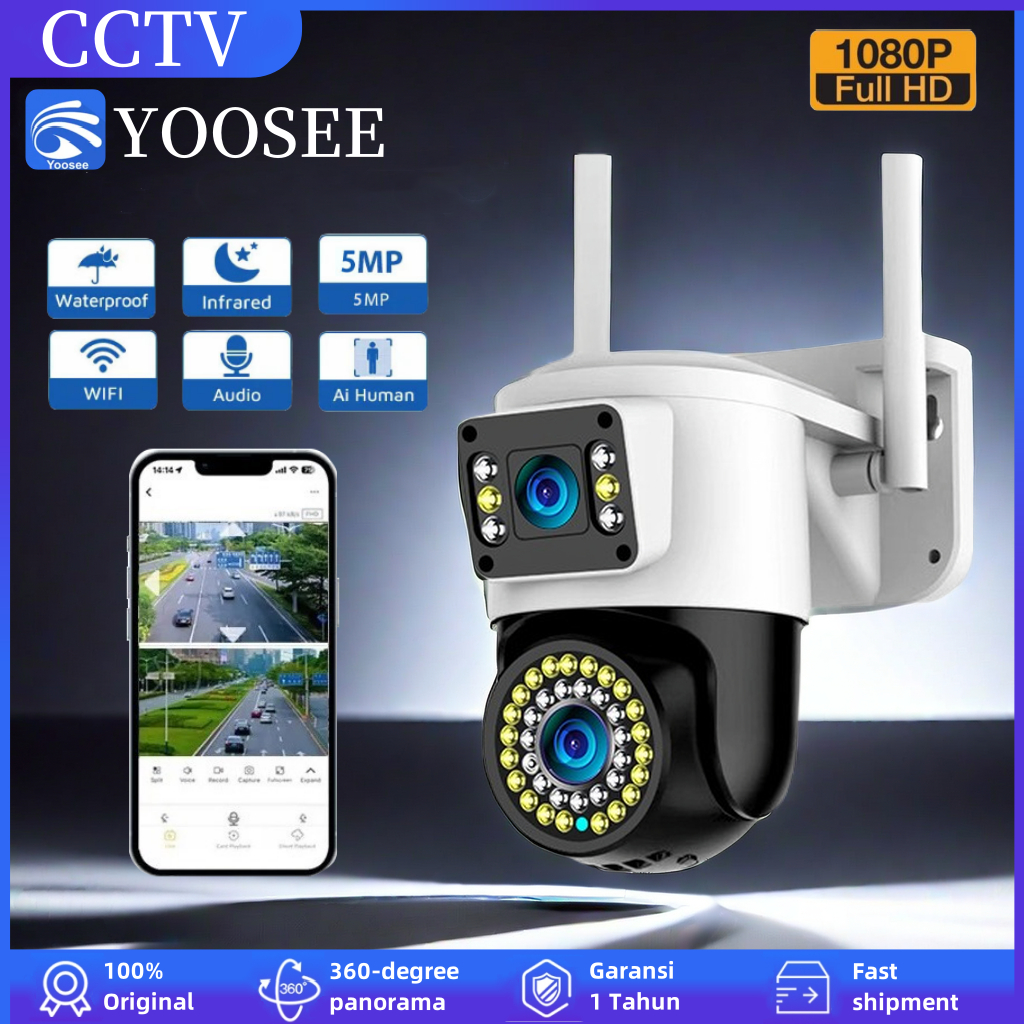 YOOSEE กล้องกลางแจ้ง 360 กล้องคู่กล้องวงจรปิดไม่จำเป็นต้องใช้อินเทอร์เน็ต กล้องวงจรปิดกันน้ำกลางแจ้ง Night Vision WiFi