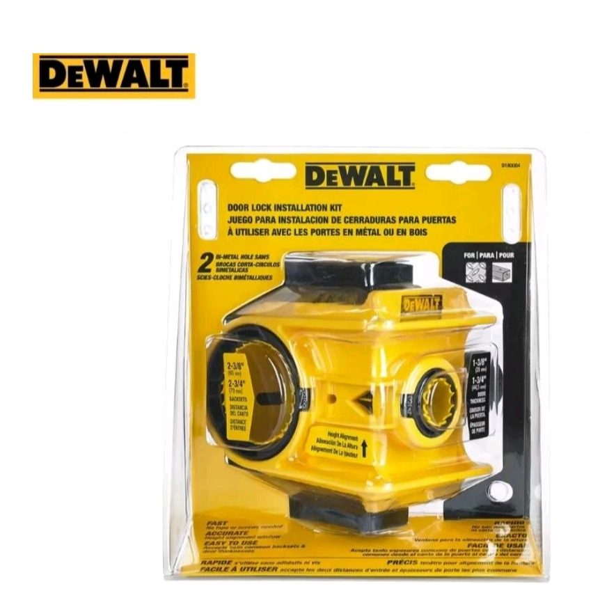 DEWALT ชุดเจอะไม้ โฮลซอ พร้อมดอกเจาะ Door Lock Installation Kit รุ่น D180004 ชุดติดตั้งล็อคประตู Bi-Metal 4 ชิ้น ของแท้