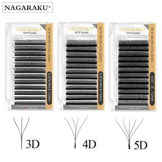 //ร้านในไทย// Nagaraku ขนตาปลอม 3D 4D 5D W ขนนิ่ม ดูเป็นธรรมชาติ ขนาด 0.07