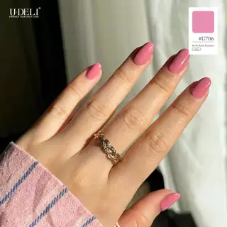 สีทาเล็บกึ่งเจล (ไม่อบ) U-DELI U-706 Vegan Nailpolish ไร้กลิ่นฉุน สีชมพูสุดหวาน สีทาง่าย ลื่น เงา