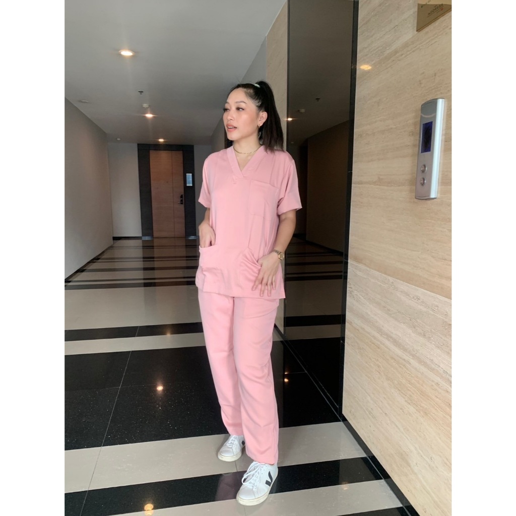 ชุดสครับผ้านุ่มๆ สี Sweet pink