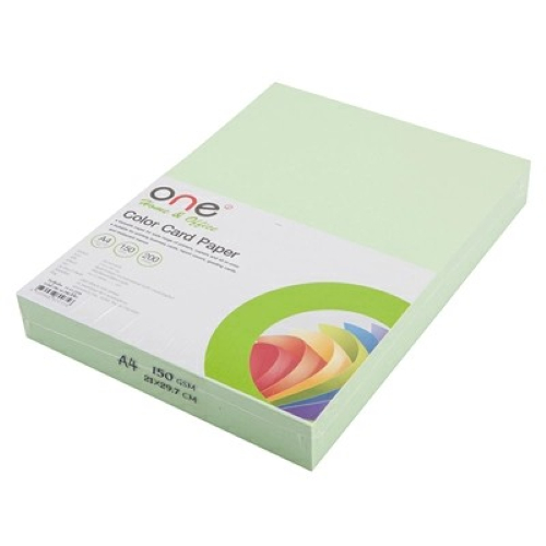 กระดาษการ์ดสี A4 150 แกรม เขียว (แพ็ค200แผ่น) ONE