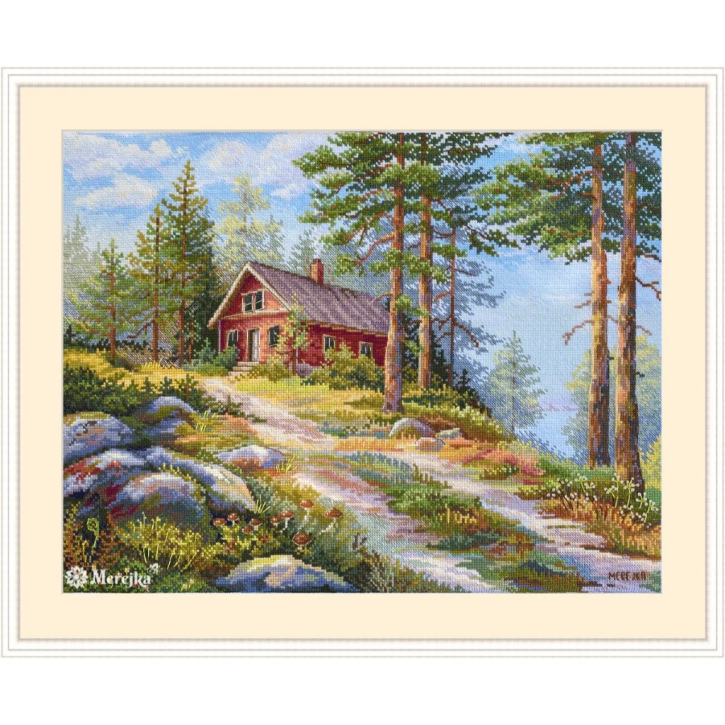 MK-254 Red Cabin in the Woods ชุดปักครอสติชลิขสิทธิ์แท้ ครอสติชไม่พิมพ์ลาย แบรนด์ Merejka