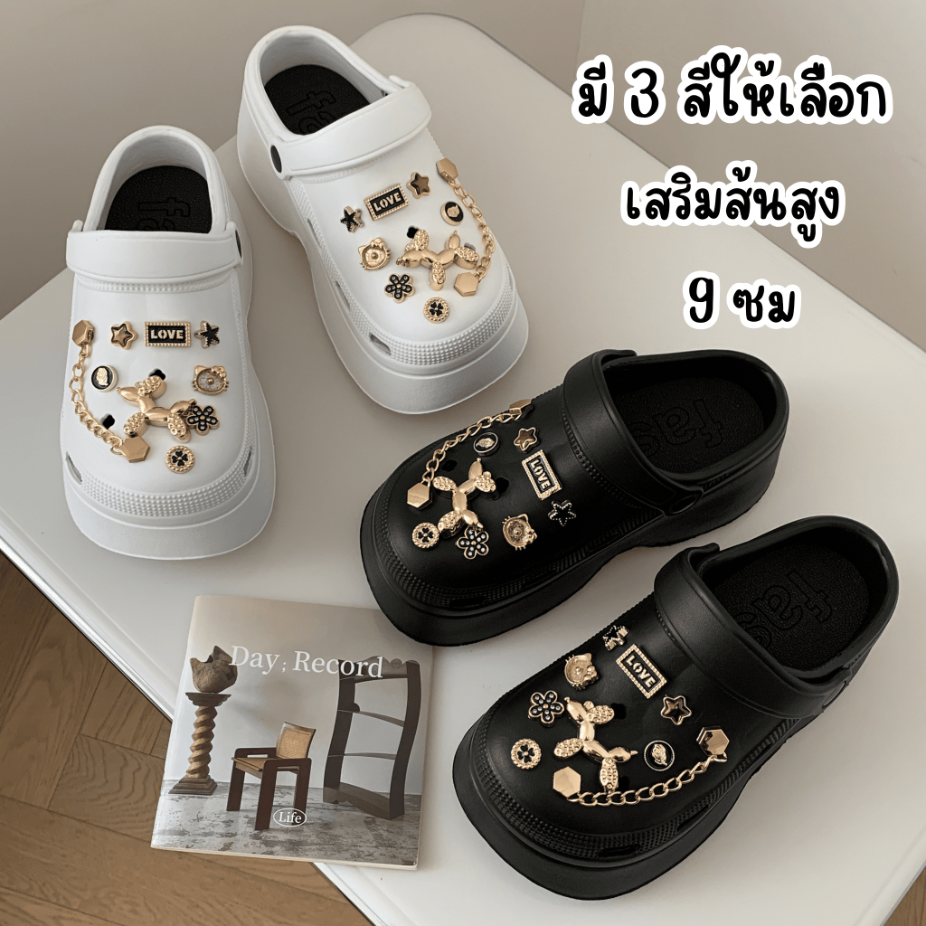 รองเท้าหัวโต เสริมส้น งานEVA รองเท้าแตะแฟชั่น น้ำหนักเบา สีสวย สูง9ซม พร้อมส่งในไทย