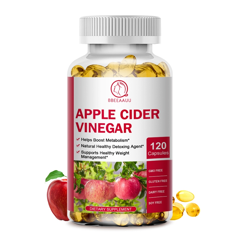 BBEEAUU Apple Cider Vinegar-1000mg 120 แคปซูล น้ำส้มสายชูหมักจาก Apple ควบคุมความอยากอาหาร ระดับคอเลสเตอรอล ระบบภูมิคุ้ม