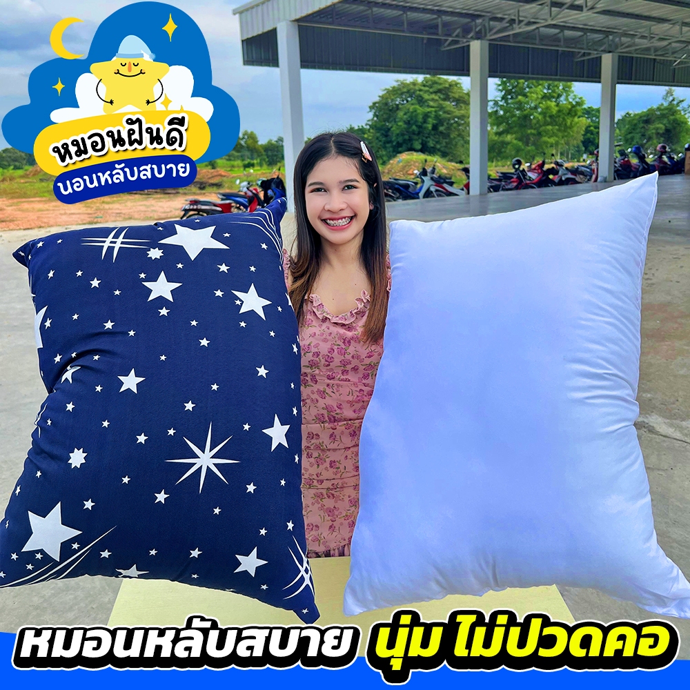 โปร 1 แถม 1 หมอนฝันดี (CJ0026) ใบใหญ่ นุ่ม ไม่ยุบง่าย นอนหลับสบาย ไม่ปวดคอ