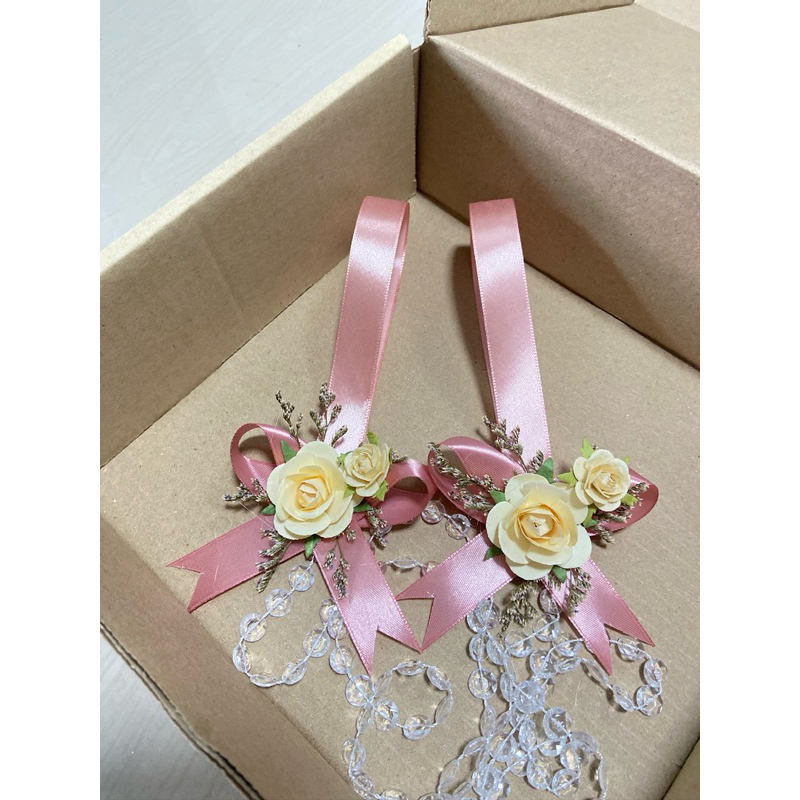 สายกั้นประตูเงินประตูทองชมพูกลีบบัวดอกกุหลาบครีม