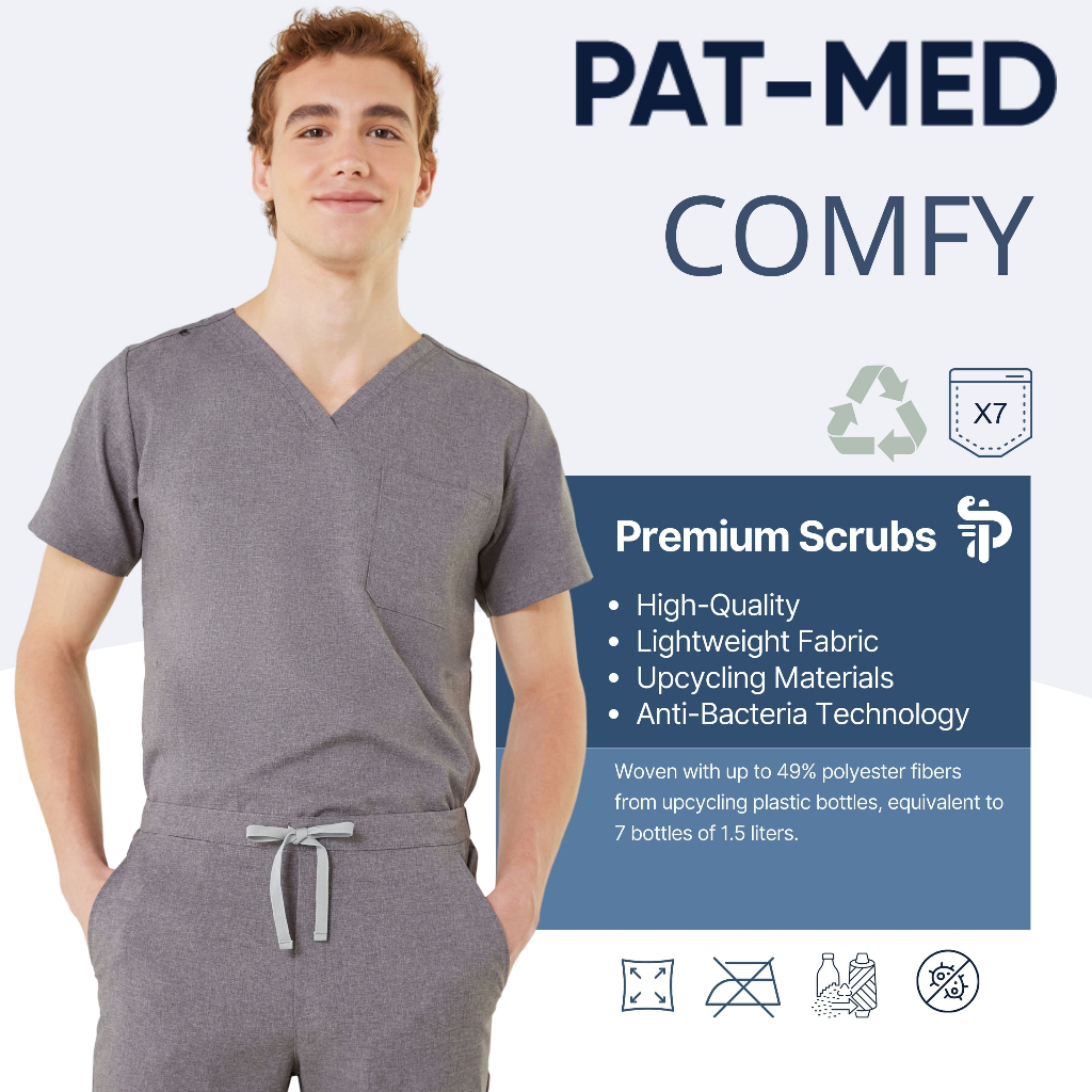 PAT-MED Scrubs Sets Top and Pants for Male รุ่น Comfy  ชุดสครับแพทย์ พยาบาล  (ไม่รวมปักชื่อ)