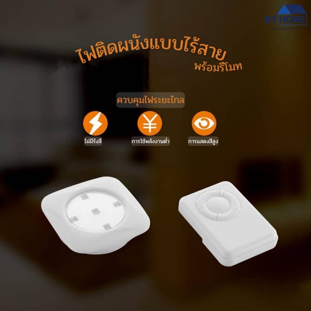 ไฟเซ็นเซอร์LED ไร้สาย สำหรับหัวเตียง ห้องนอน โคมไฟหัวเตียง  ติดห้องนอน พร้อมรีโมท