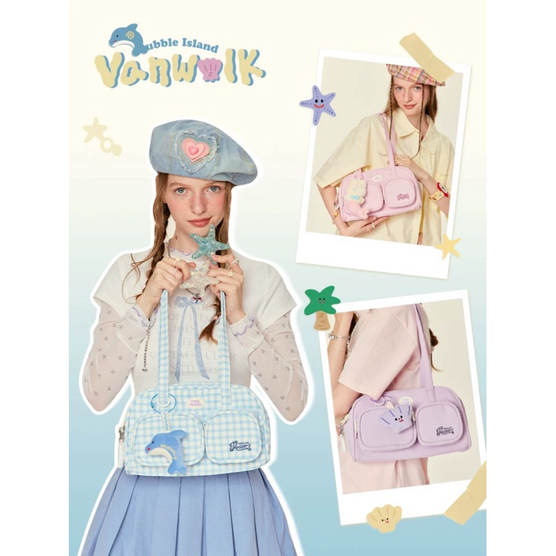 Vanwalk กระเป๋าสะพายไหล่ สีพาสเทลออกใหม่ มี 3 สี+พวงกุญแจ [ pre order ] จากช็อปแท้