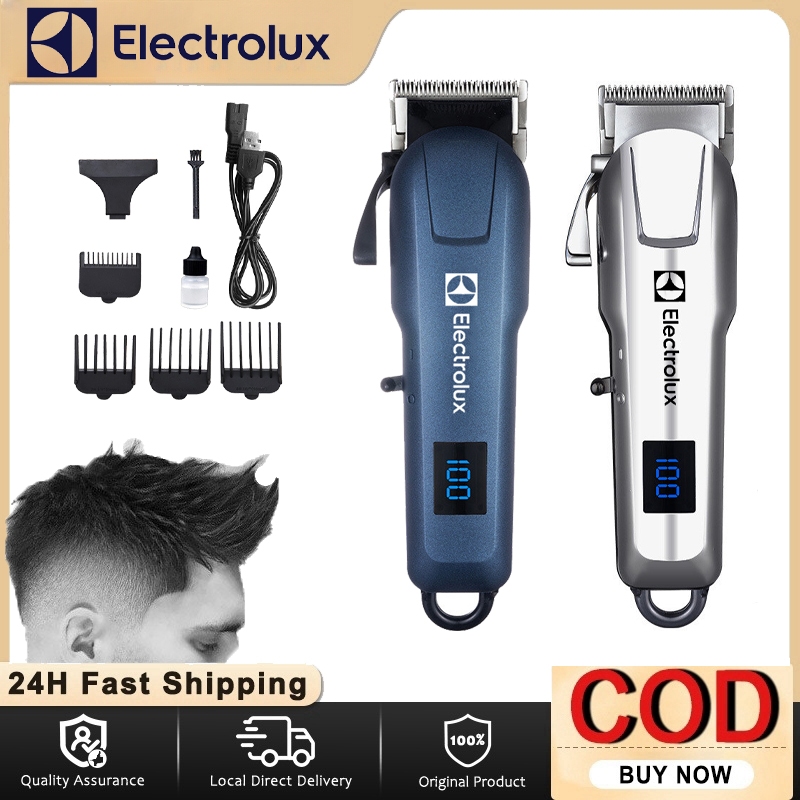 Electrolux แบตตาเลี่ยน ตัดผม ไร้สาย แถมฟรี หวีรองตัด หลายขนาด มีหน้าจอดิจิตอล อุปกรณ์อีกมากมาย Professional Hair Clipper