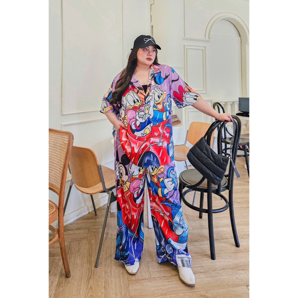 ชุดเซ็ท เสื้อฮาวาย + กางเกงขายาว ผ้านิ่ใส่สบาย พิมพ์ลายน่ารัก 50″-60″ – โปรปัง