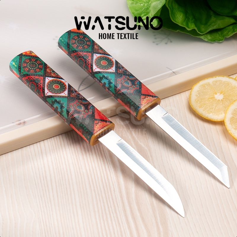 Watsuno.ชุดมีดคู่ ใบมีดสองด้าน มีดผลไม้ มีดปอกเปลือก แบบพกพา เหมาะสำหรับตั้งแคมป์กลางแจ้ง เหมาะสำหรับห้องครัวของโรงแรม