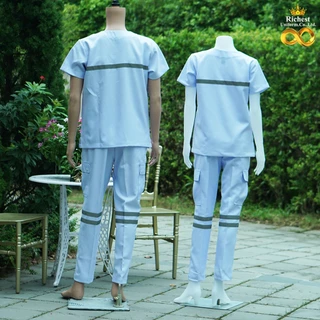 ชุด EMS สำเร็จรูปคอวี สีขาว ชุดบุคลากรณ์ทางการแพทย์ Scrub Suit ผ้าวาเลนติโน่ เกรดพรีเมี่ยม พร้อมส่ง ER Medical Scrub 🤍🤍🤍