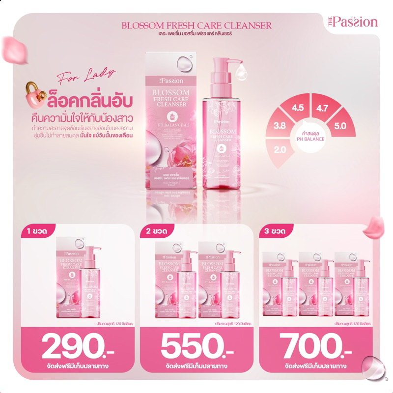 [ของแท้ ร้านเจ้าของแบรนด์ ] The passion Blossom fresh care cleanser ผลิตภัณฑ์ดูแลจุดซ่อนเร้นสำหรับคุณผู้หญิง ลดตกขาว