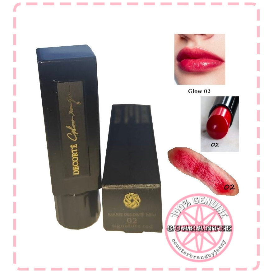 ของแท้ COSME DECORTE Rouge Decorte Glow Lipstick 1g #02 Signature Red ลิปสติกโทนแดงชมพู