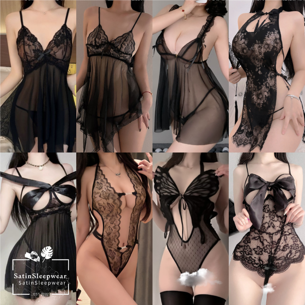 SatinSleepwear💫💫ชุดชั้นในเซ็กซี่ ชุดนอนซีทรู💕💕มุมมองแบบตาข่าย หลากหลายสไตล์ ส่งไวจากไทย จัดส่งภายใน 2-3 วัน.A