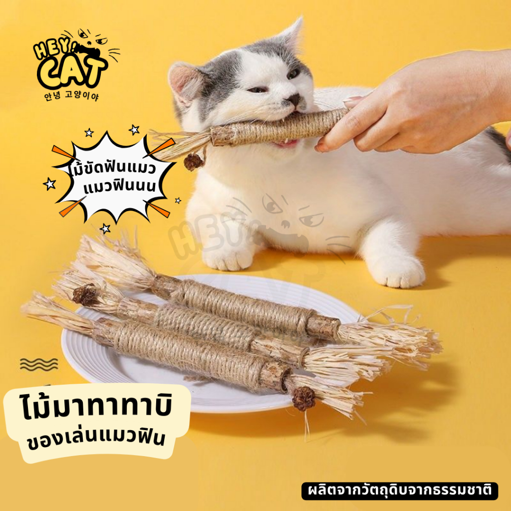 Heycat ไม้มาทาทาบิ ไม้ขัดฟัน ของเล่นแมว ไม้แมวฟิน ทำจากวัตถุดิบจากธรรมชาติ