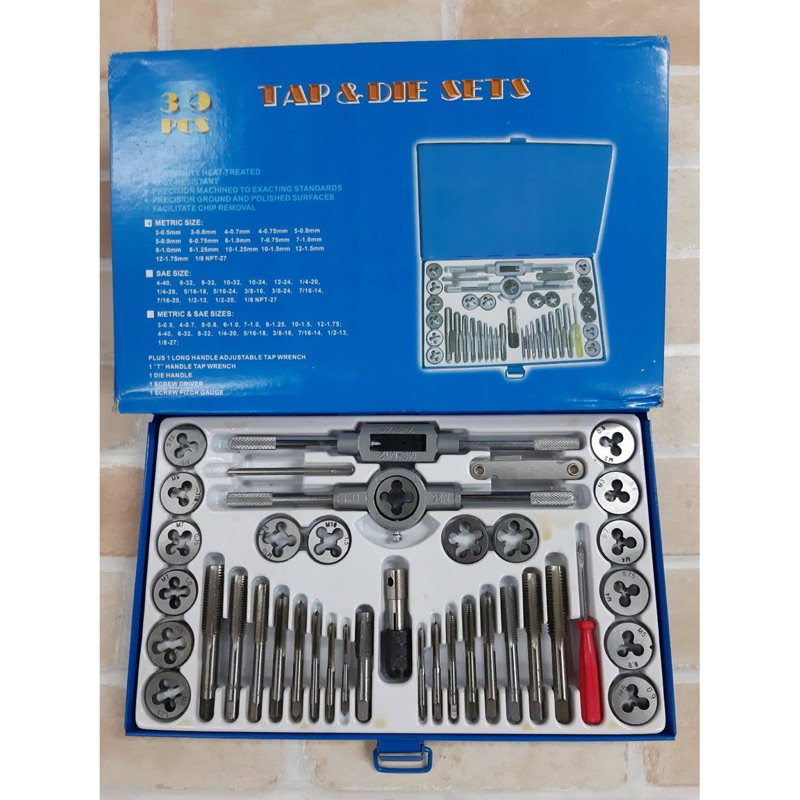 ประกอบด้วย 1.ดอกต๊าปเกลียว 17ขนาด M3-0.5, M3-0.6, M4-0.7, M4-0.75, M5-0.8, M5-0.9, M6-0.75, M6-1, M7