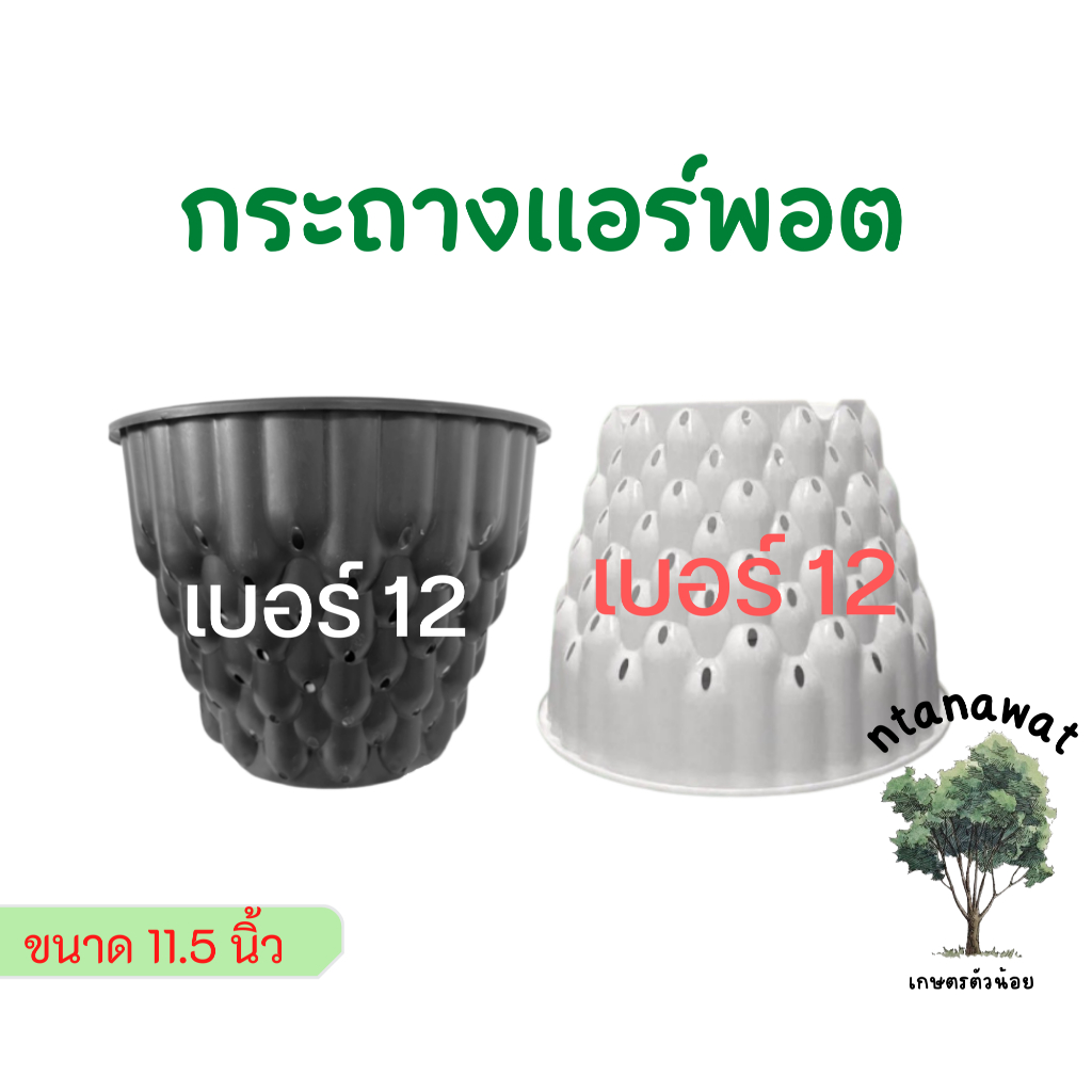 กระถางแอร์พอต Air Pot กระถางมีรู เร่งราก ปลูกต้นไม้ กระถางปลูกกัญ สีดำเงา สีขาว (เกรดA)