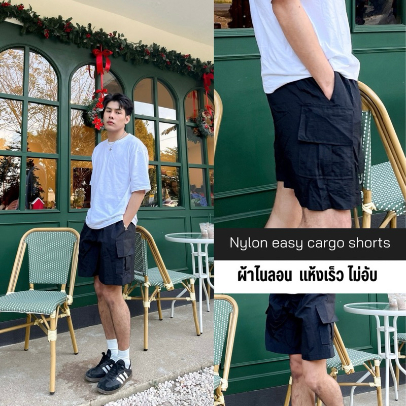 23DEกางเกงขาสั้นไนลอนคาร์โก้free sizeใส่ได้ทั้งชายและหญิง
