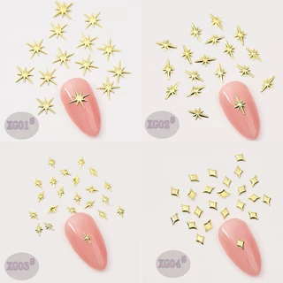 อะไหล่แต่งเล็บสีทองสีเงินรูปดาว100-300ชิ้นต่อแพ็ค