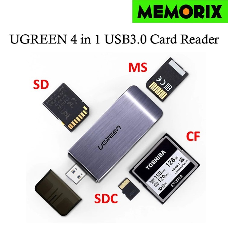 UGreen 50540 USB-A 3.0 to CF, SD, MicroSD, Memory Stick Multifunction Card Reader Multi-Reader