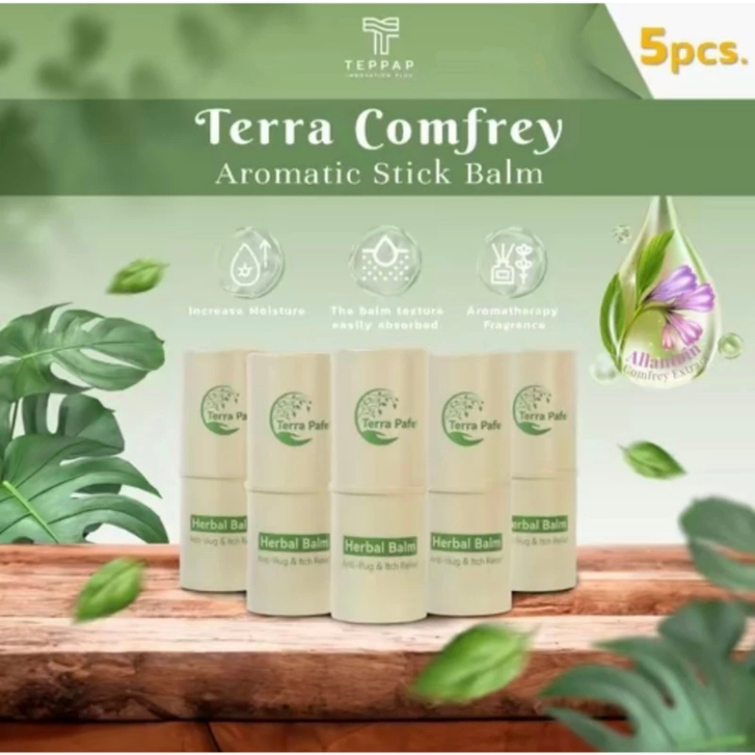 【5 ชิ้น】TERRA PAFE Comfrey Herbal Balm 7g บาล์มอโรม่า ลดการคัน รอยจากยุงแมลงกัดต่อย บรรเทาอาการวิงเวียน สดชื่น ผ่อนคลาย