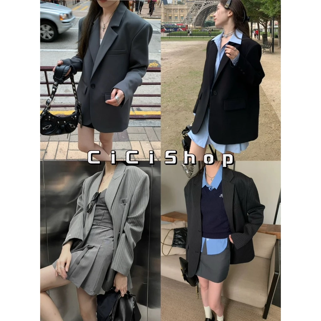 Cicishop (5108) เสื้อสูทใส่ออกงาน มีซับด้านใน เสริมบ่า ทรงสวย กระดุมสามารถใช้งานได้จริง สำหรับสาวออฟฟิศ