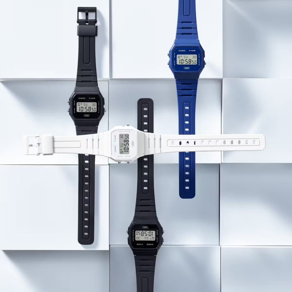 !!ประกัน1ปีและกล่อง CMG!! CASIO รุ่น F91WB นาฬิกาผู้ชาย นาฬิกาผู้หญิง สายเรซิ่น F91 F-91 F-91WB