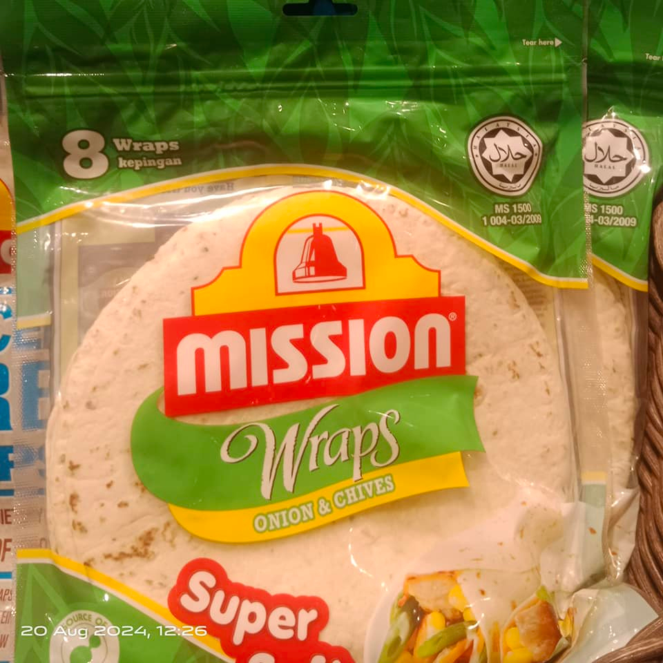 MISSION Onion & Chive Wraps - 8 pack 360g TORTILLA STYLE