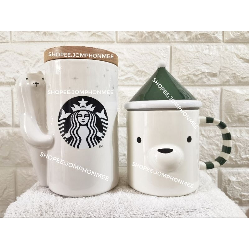 2019 Korea Starbucks Christmas polar bear ceramic canister Best Gift Tracking 942 mL. and Polar Bear